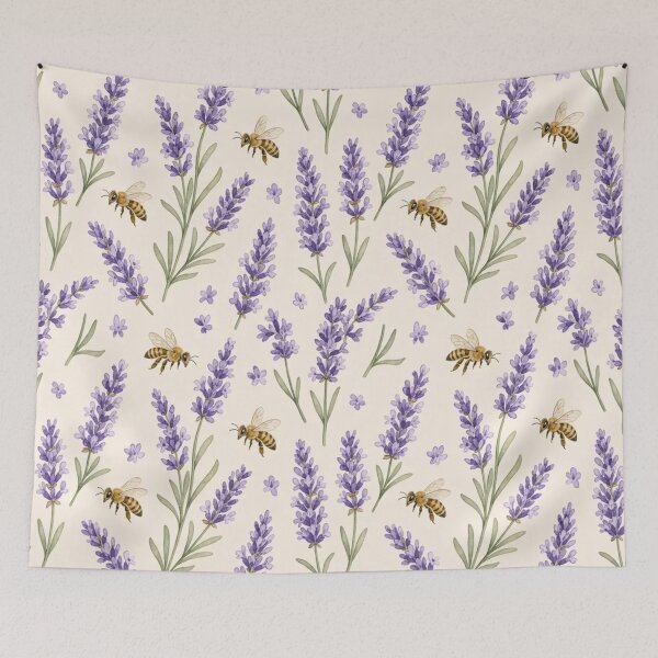 Item preview, Cottagecore Lavender Honey Bee Cottage Garden Repeat designed and sold by StickyGuys.
