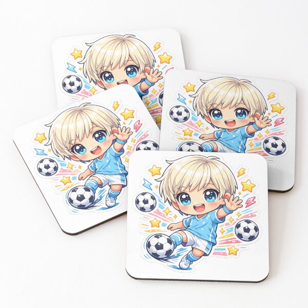 Item preview, Cute Chibi Football Superstar Sticker | Kawaii Soccer Player Die Cut Vinyl Decal designed and sold by Sidra digital art 8277237.