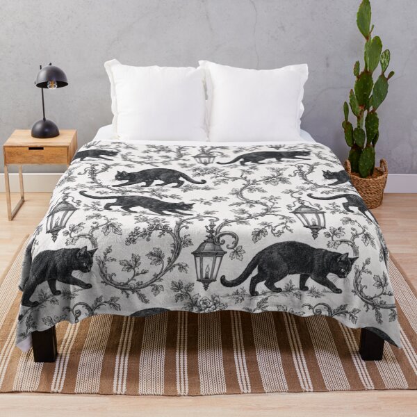 Item preview, Vintage Black Cat Toile Witchy Cottage Line Repeat designed and sold by StickyGuys.