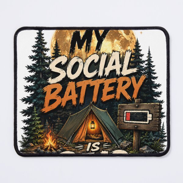 Item preview, My Social Battery Is Dead Camping Introvert Funny Night Forest designed and sold by BartArtPhoto.