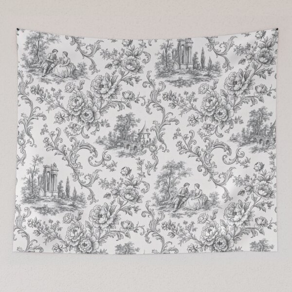 Item preview, Vintage Botanical Toile French Country Floral Line Repeat designed and sold by StickyGuys.