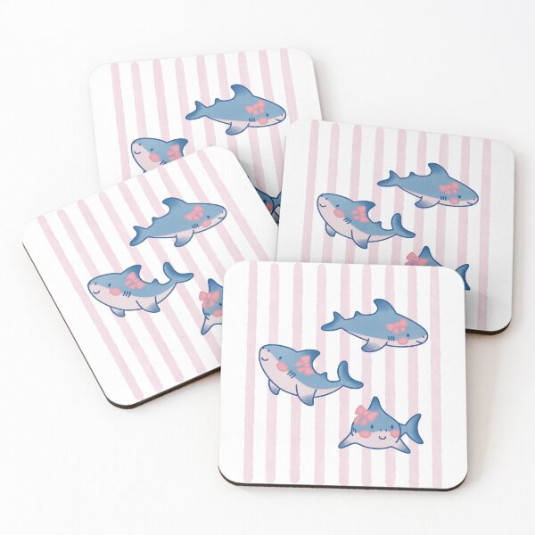 Item preview, Cute Sharks with Bows Watercolour Stripes designed and sold by winterpumpkin.