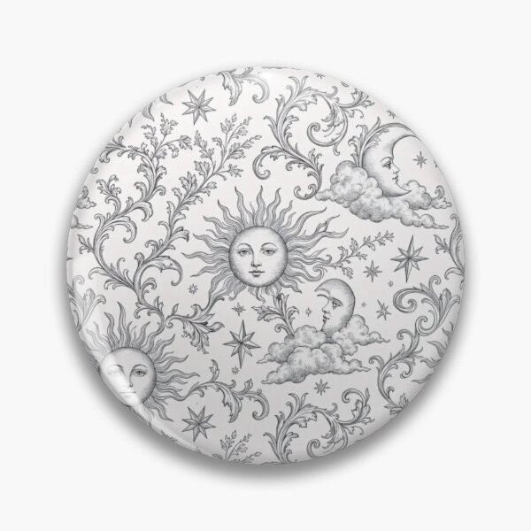 Item preview, Vintage Celestial Toile Sun Moon Star Line Repeat designed and sold by StickyGuys.