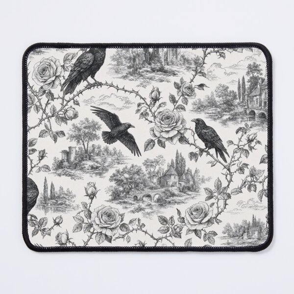 Item preview, Vintage Raven Thorn Toile Dark Gothic Line Repeat designed and sold by StickyGuys.