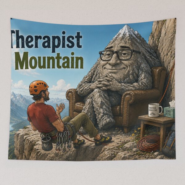 Item preview, My Therapist is a Mountain - rock climber - Panorama designed and sold by AcornAndPebble.