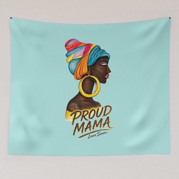 Item preview, PROUD MAMA | Afro Motherhood Portrait | Turquoise Edition by Lana Swan designed and sold by BlueberrySwan.