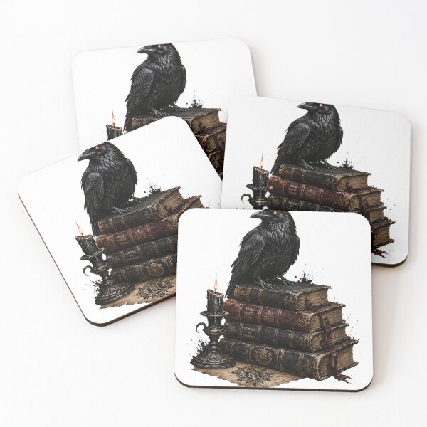 Item preview, Gothic Raven on Antique Books Dark Academia Occult Art designed and sold by BartArtPhoto.