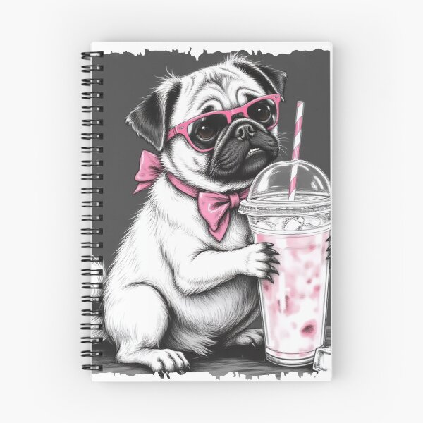 Item preview, Cool Pug with Bubble Tea | Funny Dog Art designed and sold by WonderWaresGifts.