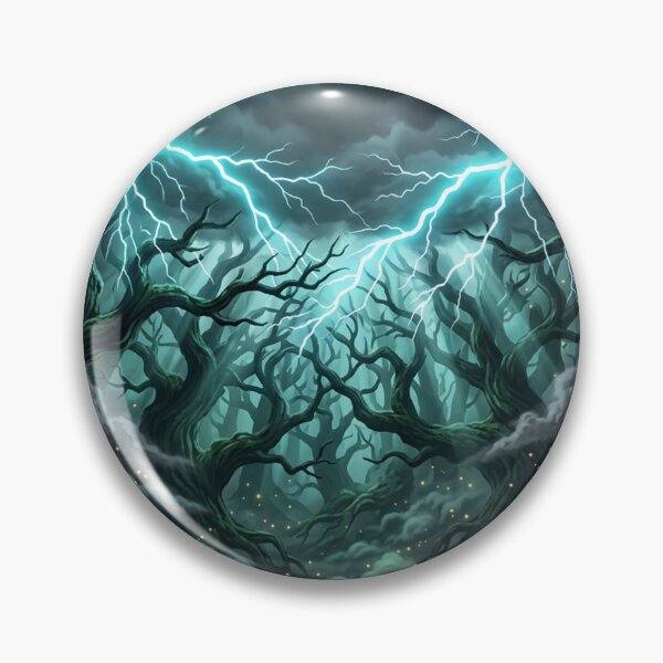 Item preview, Enchanted Thunderstorm Forest | Mystical Lightning Dark Fantasy Nature Art designed and sold by DervoTeck2767.