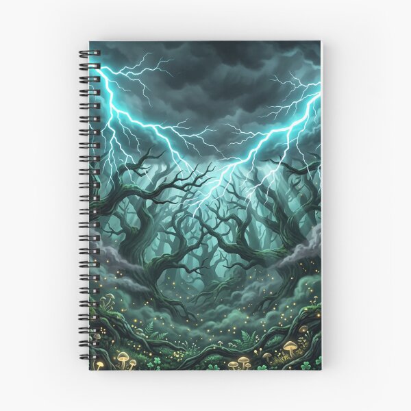 Item preview, Enchanted Thunderstorm Forest | Mystical Lightning Dark Fantasy Nature Art designed and sold by DervoTeck2767.