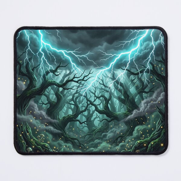 Item preview, Enchanted Thunderstorm Forest | Mystical Lightning Dark Fantasy Nature Art designed and sold by DervoTeck2767.