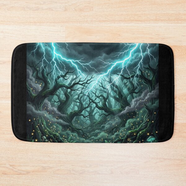 Item preview, Enchanted Thunderstorm Forest | Mystical Lightning Dark Fantasy Nature Art designed and sold by DervoTeck2767.