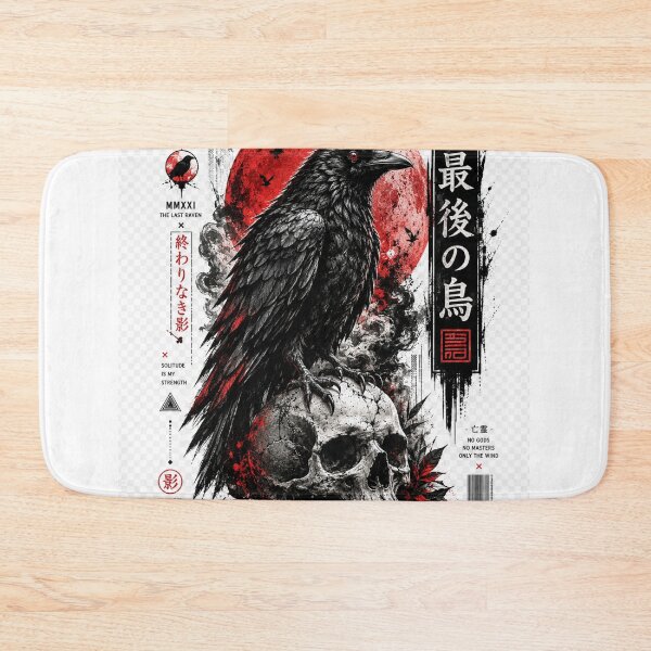Item preview, The Last Raven | Japanese Gothic Streetwear | Dark Crow Skull Graphic T-Shirt designed and sold by TeeVibeHaus.
