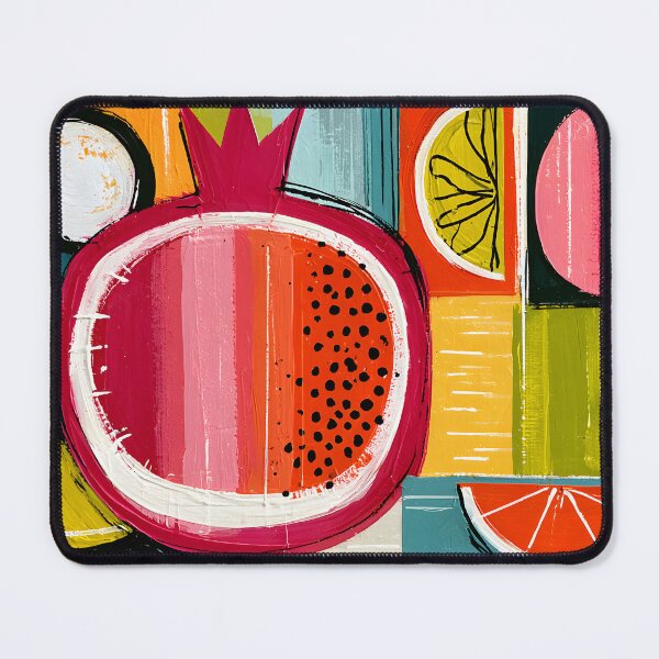 Item preview, Abstract Harvest of Pomegranate and Citrus Fruits in Bold Geometric Modern Kitchen Wall Art designed and sold by OlfactoART Studio.
