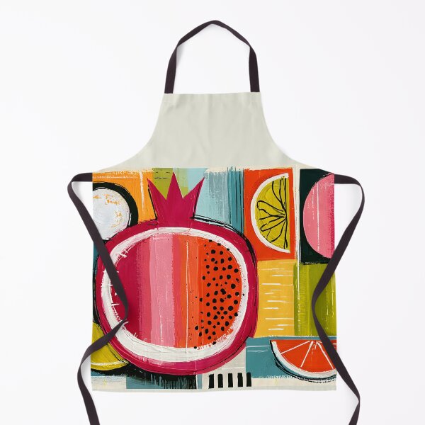 Item preview, Abstract Harvest of Pomegranate and Citrus Fruits in Bold Geometric Modern Kitchen Wall Art designed and sold by OlfactoART Studio.