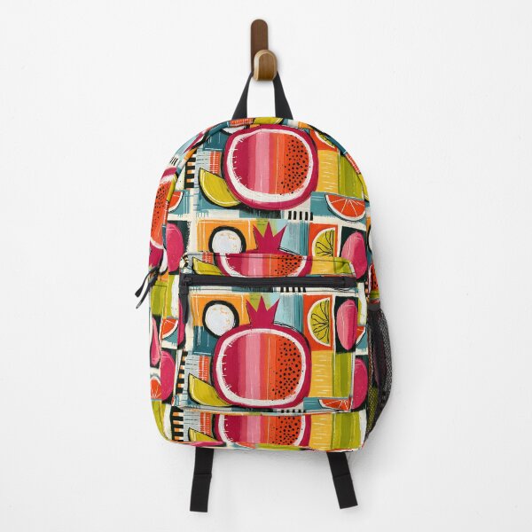 Item preview, Abstract Harvest of Pomegranate and Citrus Fruits in Bold Geometric Modern Kitchen Wall Art designed and sold by OlfactoART Studio.