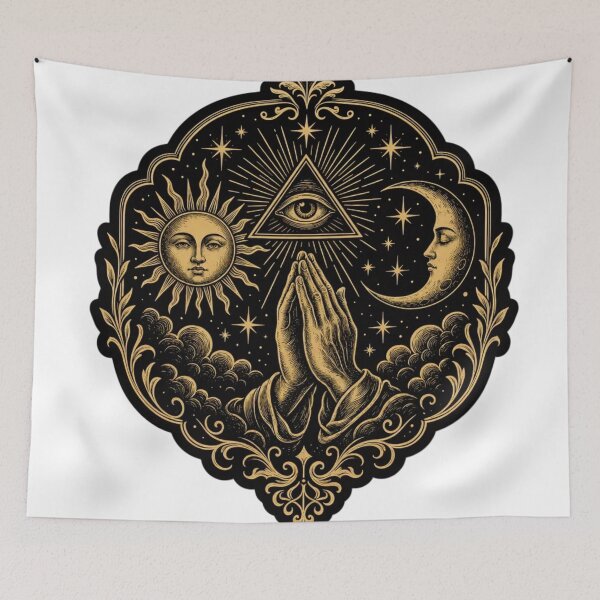 Item preview, Witchy Tarot Card Occult Sun Moon Mystic Line Art designed and sold by StickyGuys.