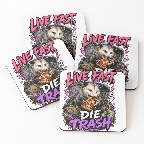 Item preview, Live Fast Die Trash Opossum Eating Pizza Punk Meme designed and sold by BartArtPhoto.