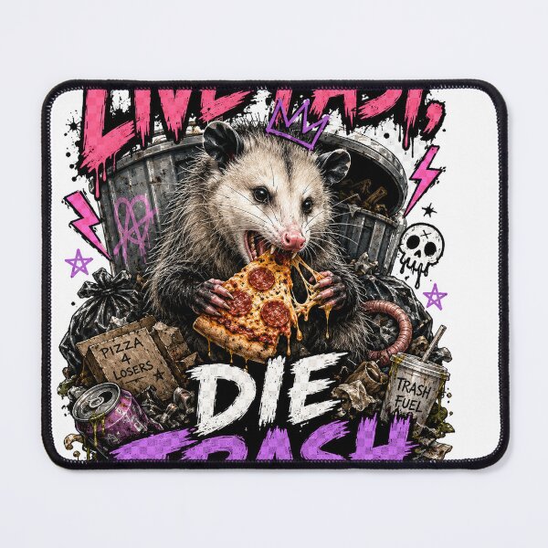 Item preview, Live Fast Die Trash Opossum Eating Pizza Punk Meme designed and sold by BartArtPhoto.