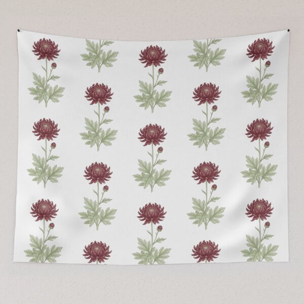Item preview, November birth flower Burgundy Chrysanthemum Print Wall Art | Vintage Botanical Flower Print | Floral | Cottagecore Home Decor designed and sold by Zaitmiprints.
