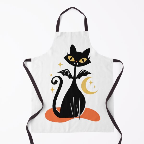 Item preview, Vintage retro MCM Mid Century modern cute black kitty cat vampire bat with bat wings and fangs designed and sold by Jdawnink.
