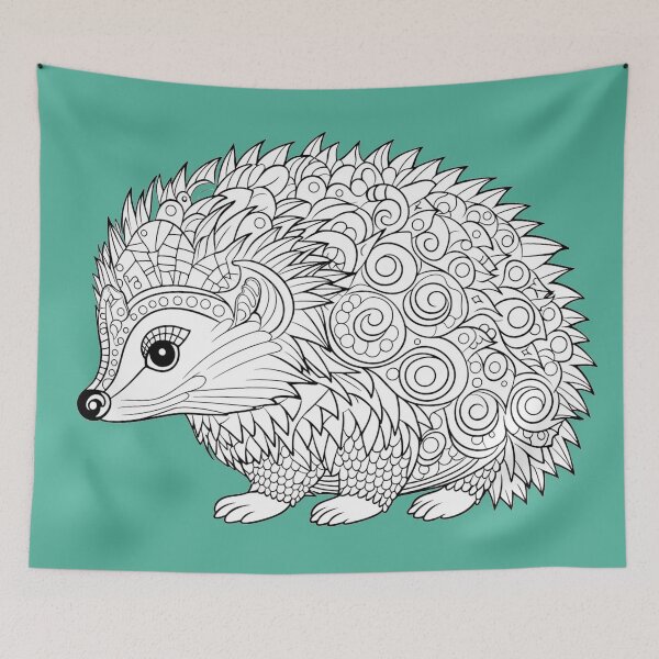Item preview, Intricate Hedgehog Coloring Page For Custom Apparel designed and sold by Outlet Raloel.