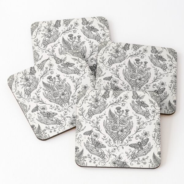 Item preview, Gothic Skeleton Botanical Memento Mori Vintage Line Repeat designed and sold by StickyGuys.