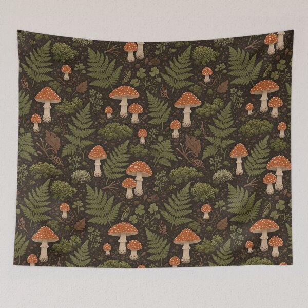 Item preview, Cottagecore Mushroom Fern Forest Floor Woodland Repeat designed and sold by StickyGuys.