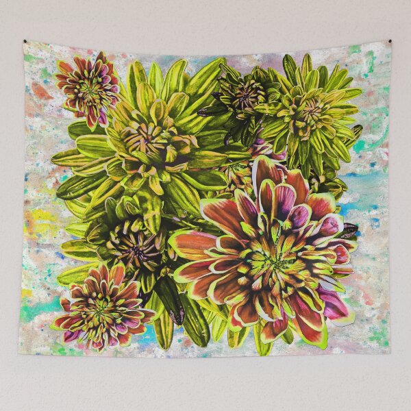 Item preview, Neon Yellow Chrysanthemums Background 1 designed and sold by nastiaart.