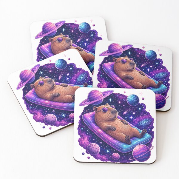 Item preview, Space Chill Capybara Floating in Galaxy Cosmic Retro designed and sold by BartArtPhoto.