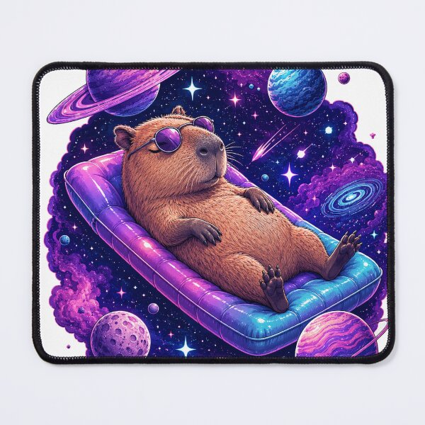 Item preview, Space Chill Capybara Floating in Galaxy Cosmic Retro designed and sold by BartArtPhoto.