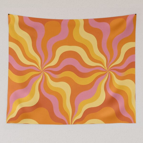 Item preview, Retro 70s Disco Rainbow Stripe Sunburst Wavy Repeat designed and sold by StickyGuys.