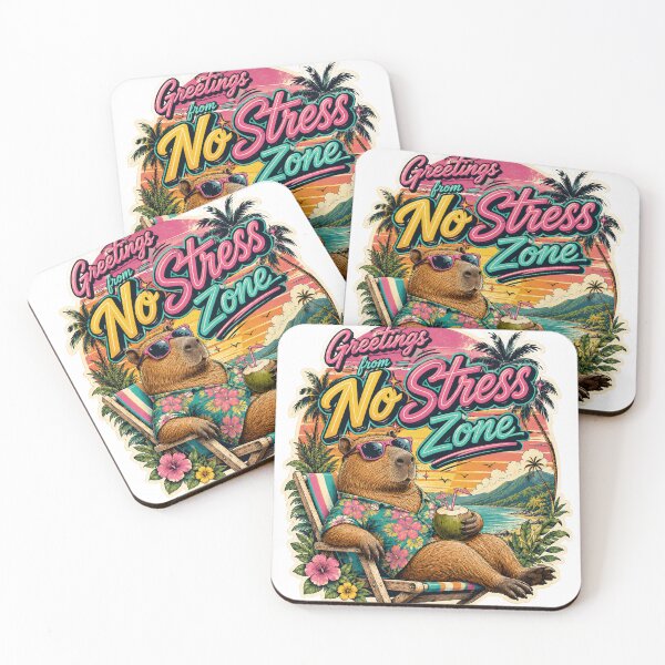 Item preview, Greetings From No Stress Zone Capybara Beach Retro designed and sold by BartArtPhoto.