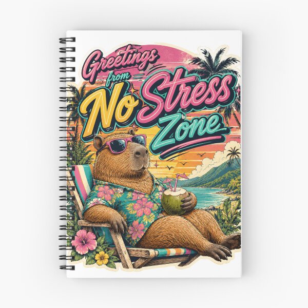 Item preview, Greetings From No Stress Zone Capybara Beach Retro designed and sold by BartArtPhoto.