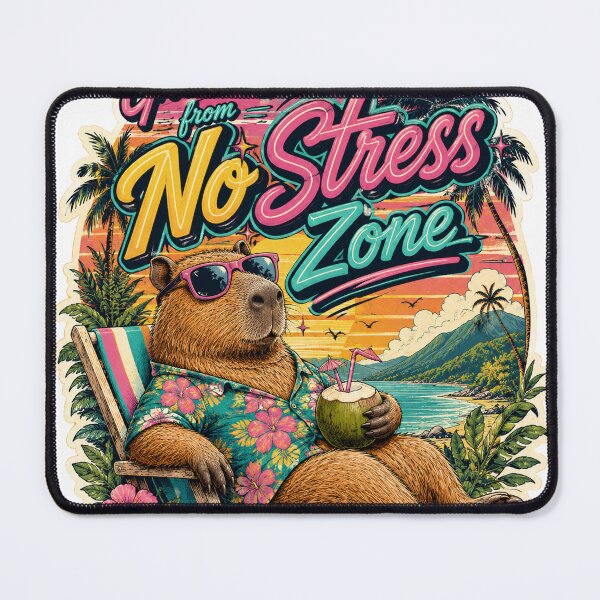 Item preview, Greetings From No Stress Zone Capybara Beach Retro designed and sold by BartArtPhoto.