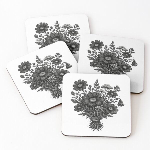 Item preview, Vintage wildflowers linocut botanical floral art designed and sold by HandicraftArt.