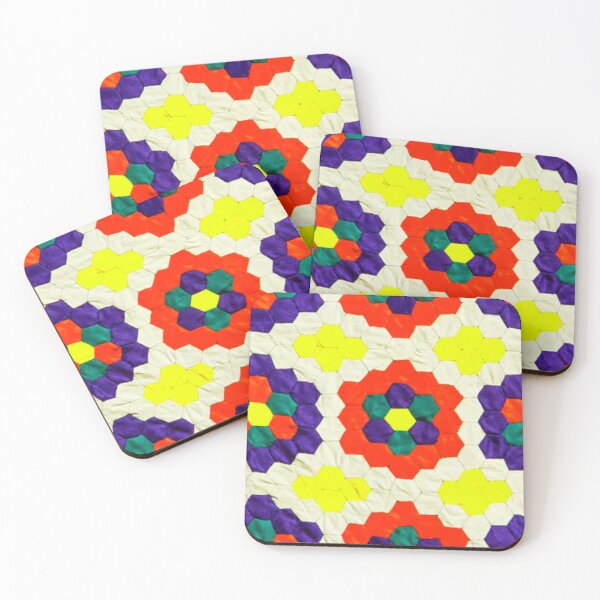 Item preview, Colorful Hexagon Quilt Pattern | Handmade Fabric Art Print | Patchwork Design Poster designed and sold by DigitalChickHub.