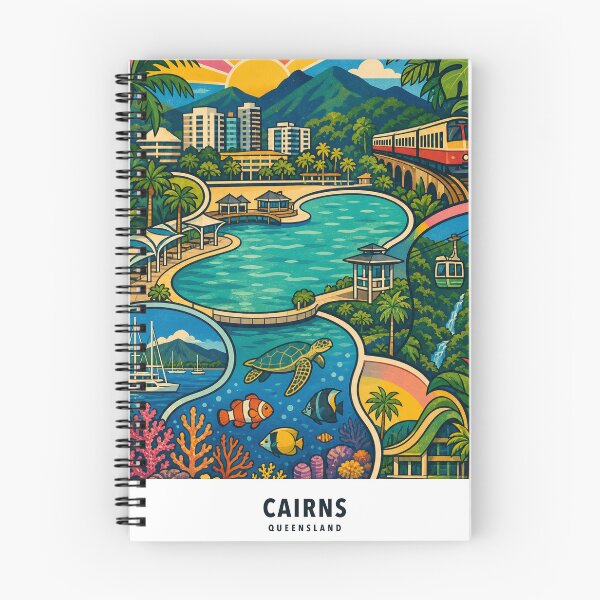 Item preview, Cairns Esplanade Lagoon Reef Railway and Skyrail Collage designed and sold by Print My Town.
