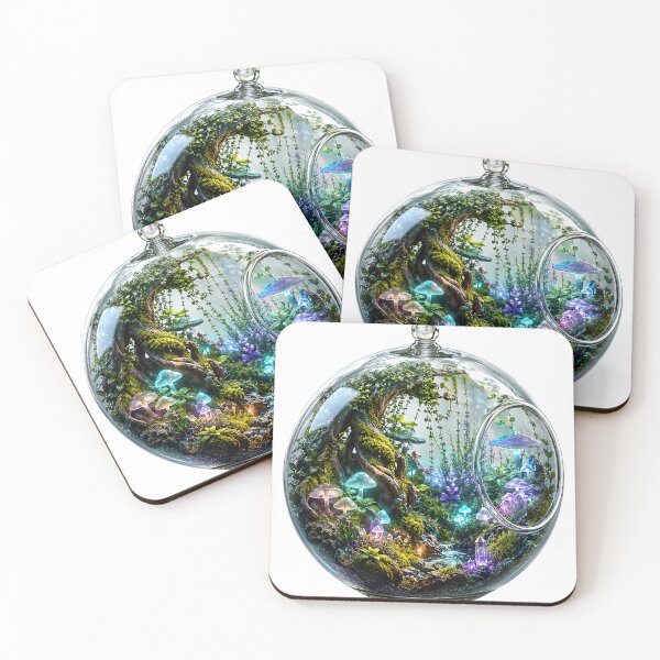 Item preview, Magical Terrarium Bioluminescent Mushrooms Crystal Forest designed and sold by BartArtPhoto.
