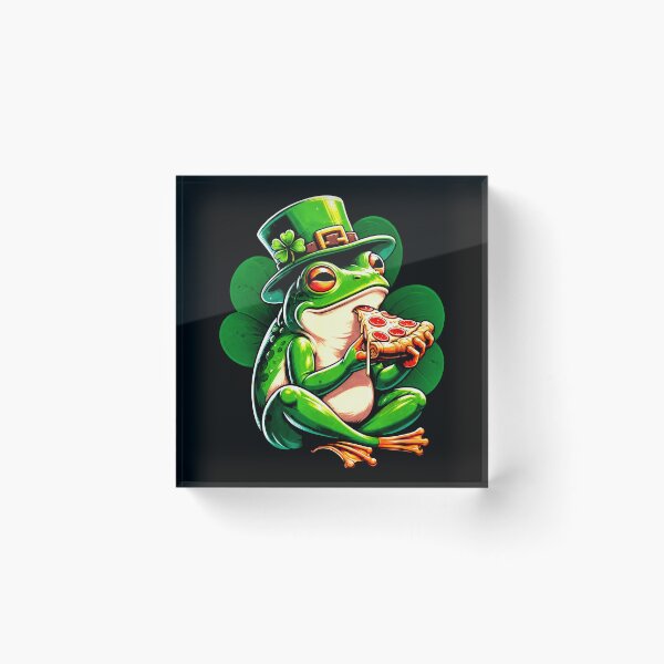 Item preview, Lucky Frog Eating Pizza St Patricks Day Funny Food Lover Design designed and sold by MiALopezArt.