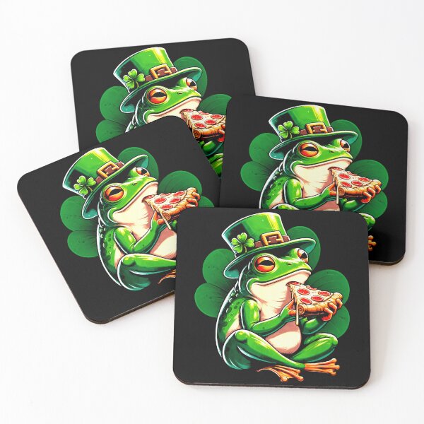 Item preview, Lucky Frog Eating Pizza St Patricks Day Funny Food Lover Design designed and sold by MiALopezArt.