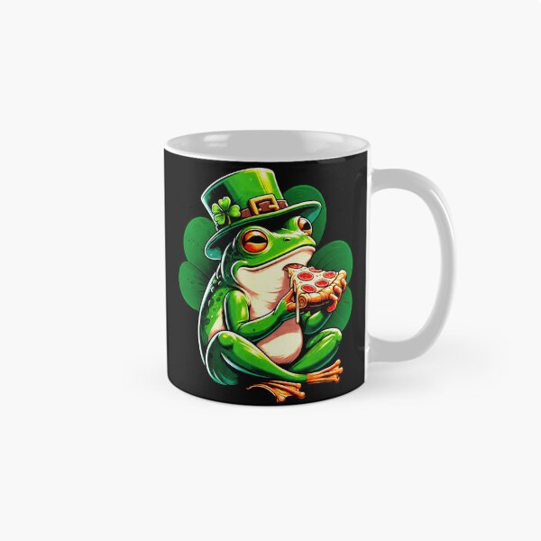 Item preview, Lucky Frog Eating Pizza St Patricks Day Funny Food Lover Design designed and sold by MiALopezArt.