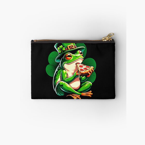 Item preview, Lucky Frog Eating Pizza St Patricks Day Funny Food Lover Design designed and sold by MiALopezArt.