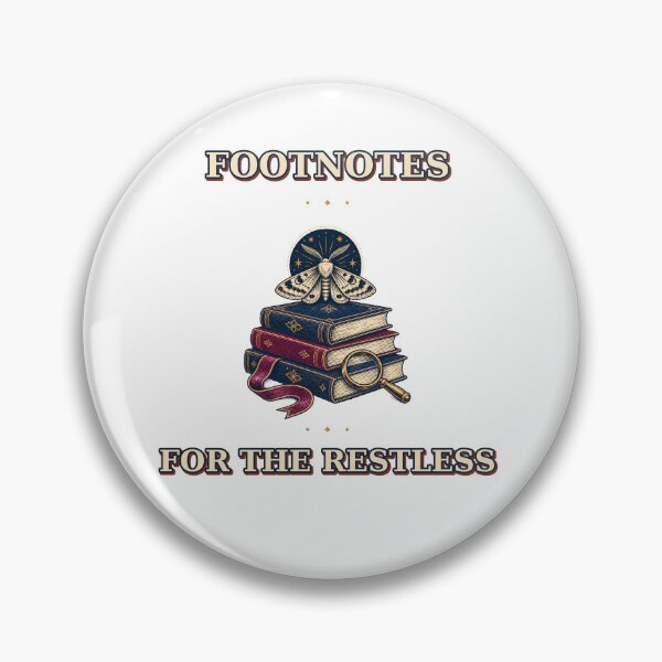 Item preview, Restless Footnotes Moth and Stacked Books Emblem designed and sold by Freshloop Studio | Whimsical Vintage Art.