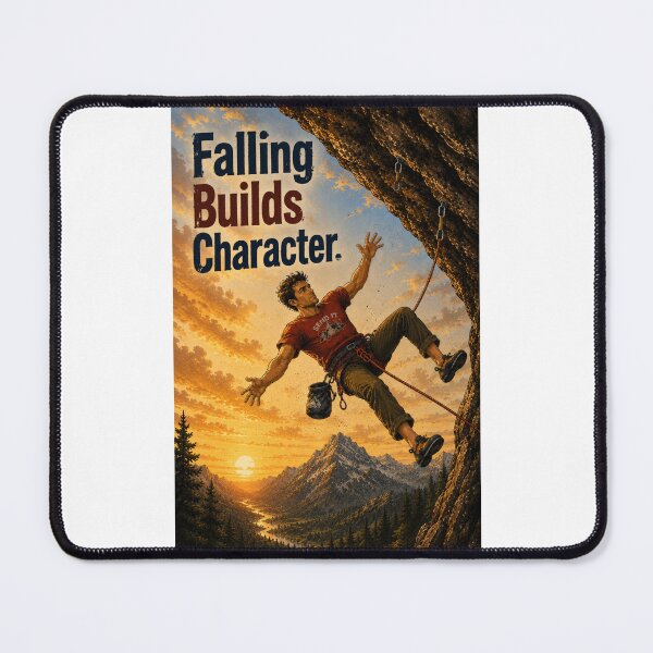Item preview, Falling Builds Character - Rock Climber - portrait designed and sold by AcornAndPebble.