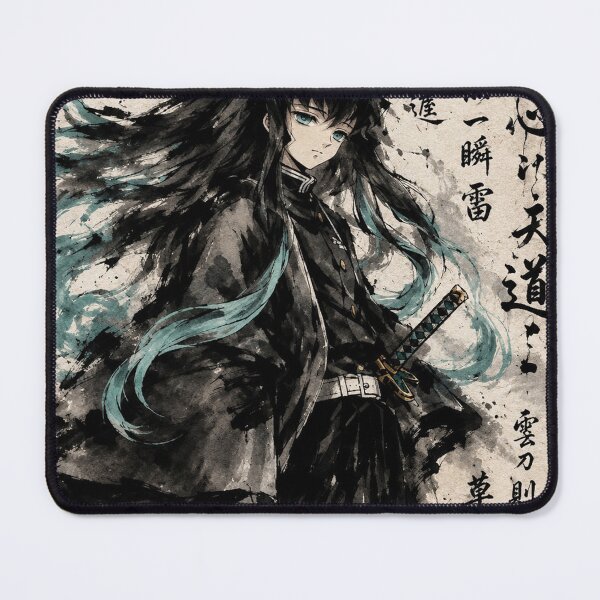 Item preview, Ink Wash Samurai Warrior with Turquoise Accents  Poster designed and sold by PagacNils.
