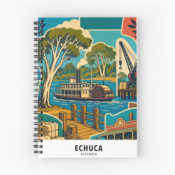 Item preview, Echuca Paddle Steamer Murray River Wharf Heritage Collage designed and sold by Print My Town.