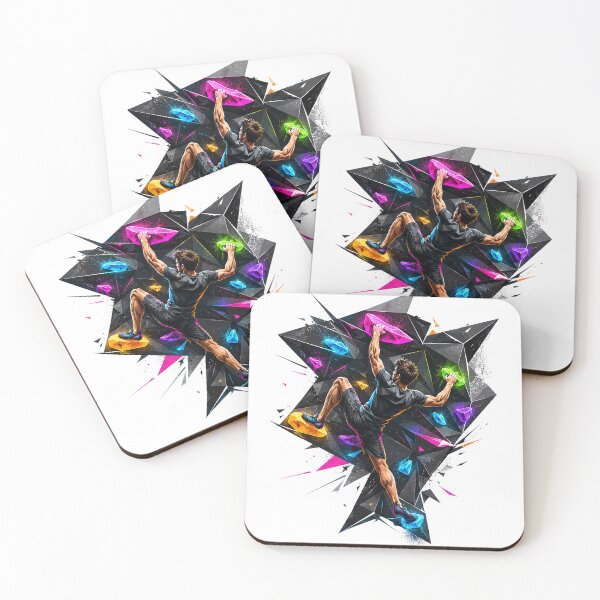 Item preview, Rock Climbing Geometric Low Poly Neon Bouldering Art designed and sold by BartArtPhoto.