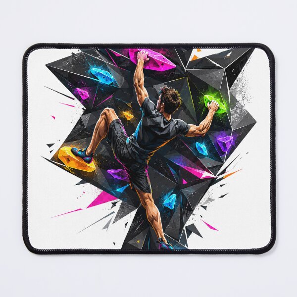 Item preview, Rock Climbing Geometric Low Poly Neon Bouldering Art designed and sold by BartArtPhoto.