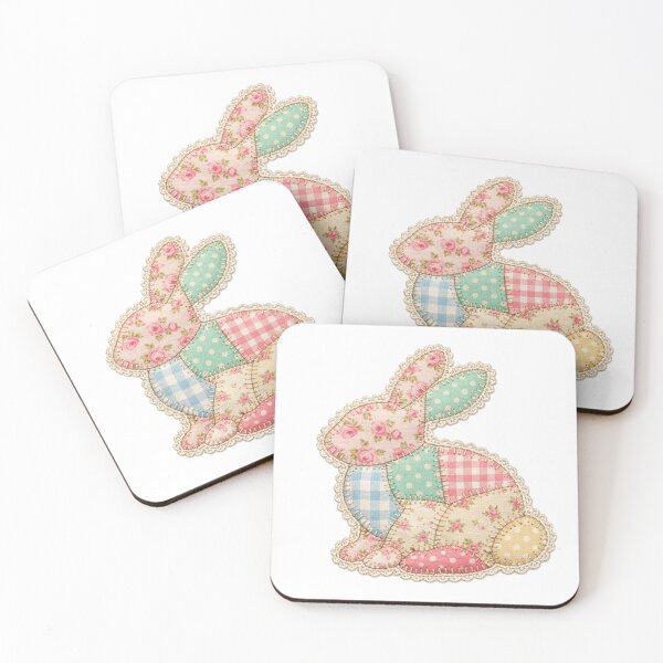 Item preview, Cute Patchwork Bunny - Cozy Floral Calico Rabbit Illustration designed and sold by VividaHadeil.